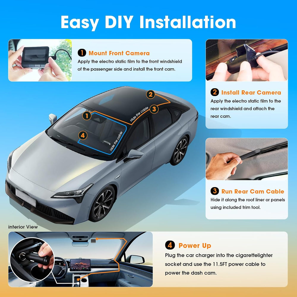 DDPAI Z60 4K+1080P Dual Dash Cam, Night Vision, 32GB eMMC+64GB Card