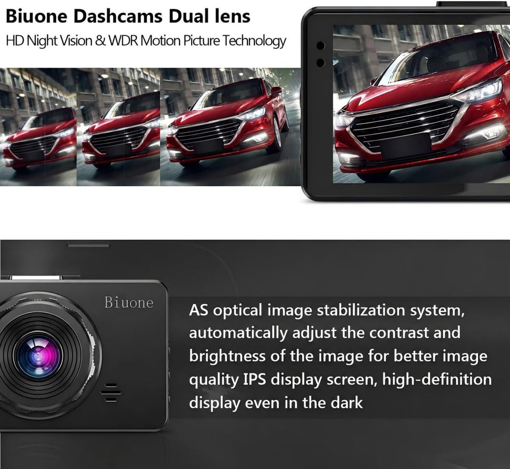 Dash Cam Front and Rear, 1080P Dash Camera for Cars with 32G Card