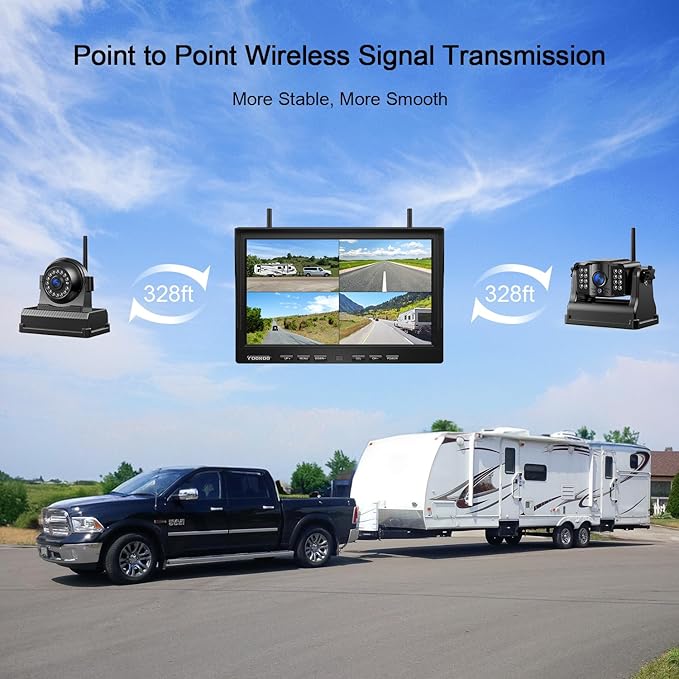 Fookoo 1080P 10" Magnetic Wireless Backup Camera 10" HD Split Scree...
