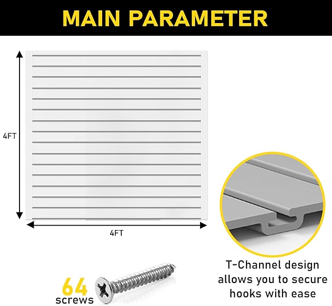DLDIRECT Slatwall Panel Garage Wall Organizer: Heavy Duty Mounted PVC Rack