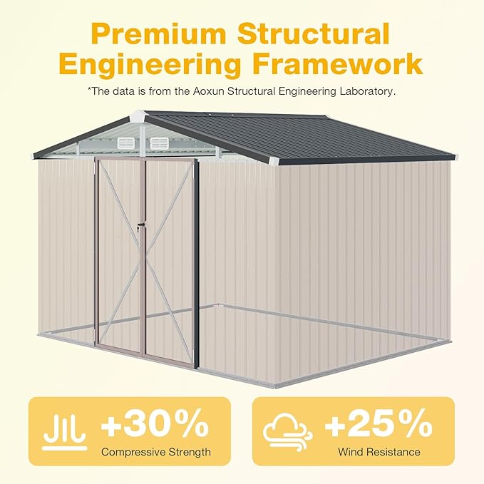 10x8 FT Outdoor Metal Storage Shed
