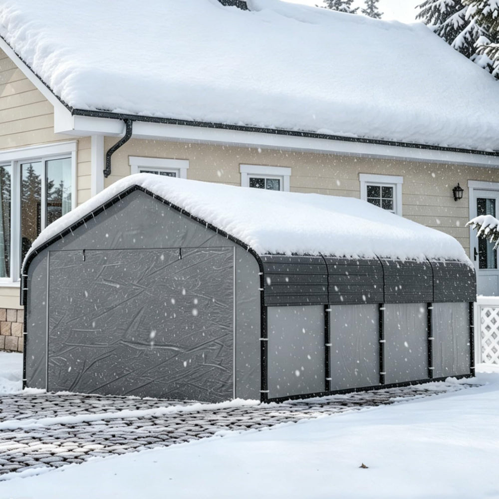 12x20 Heavy Duty Metal Carport, All-Weather Enclosed Car Garage