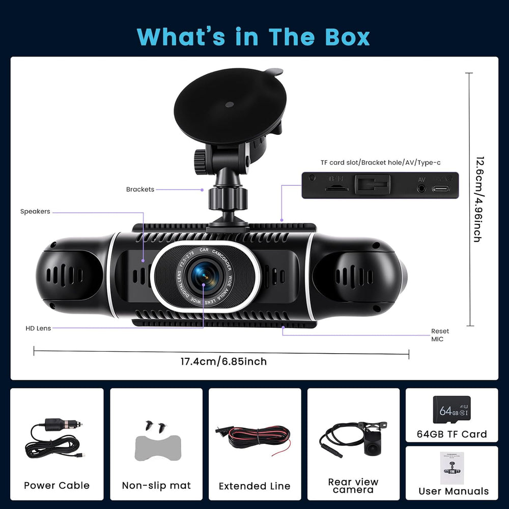 4 Channel Dash Cam 360° Front Rear Inside Left Right with WiFi APP Control