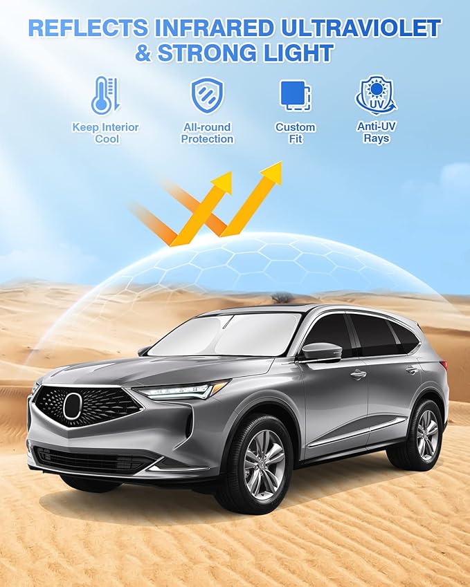 Sunshade for 2021-2025 2026 Acura MDX Accessories Windshield Sun Shade Side (...