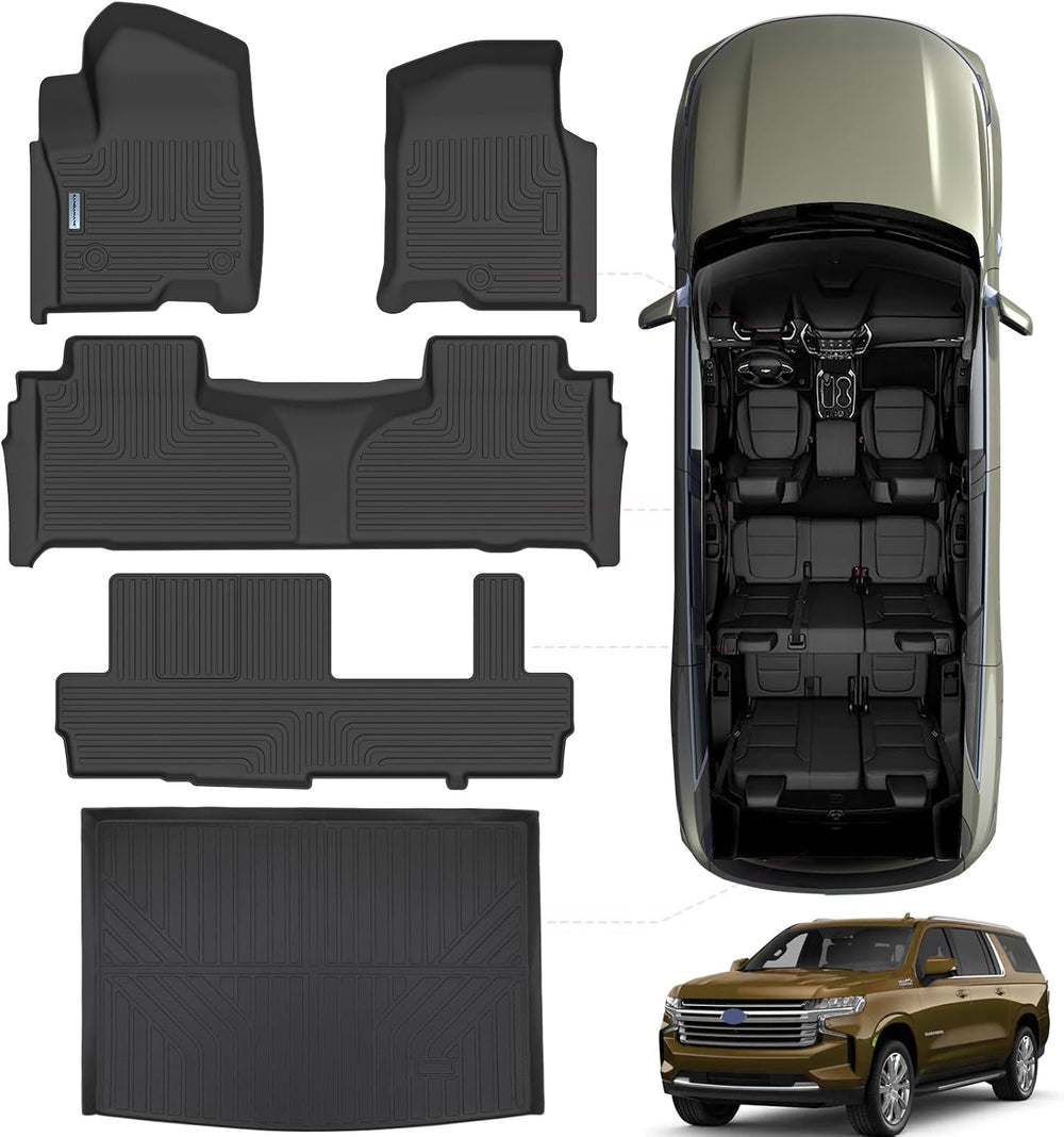Floor Mats & Trunk mat for 2021-2024 2025 Chevrolet Suburban 8 Seats
