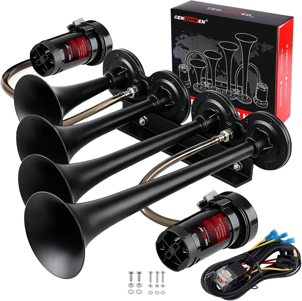 12V Train Air Horn for Truck With 2 Compressors/4 MetalTrumpets