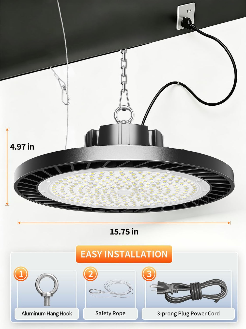 350W UFO LED High Bay Light, 52500LM 5000K Commercial Bay Lighting