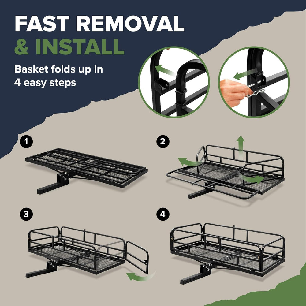 ARKSEN 60" x 25" x 14" Folding Cargo Basket, Cargo Rack Carrie...