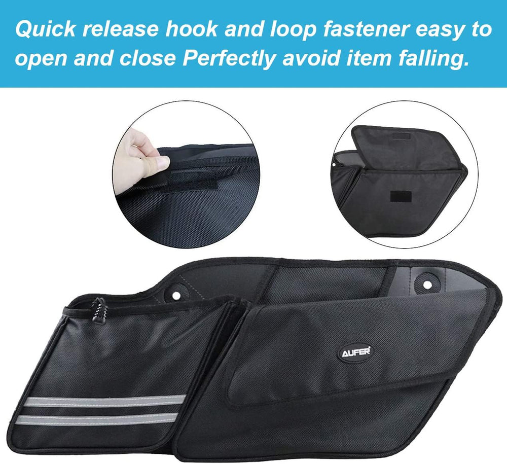 AUFER Left & Right Side Motorcycle Saddlebag Organizers Storage Bags Sadd...
