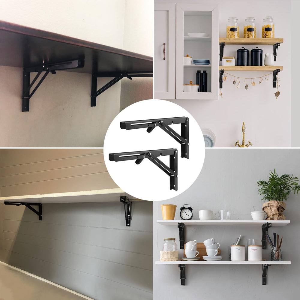 5 Pairs (10 PCS) 12 Inch Folding Shelf Brackets,Metal Collapsible Shelf Brack...