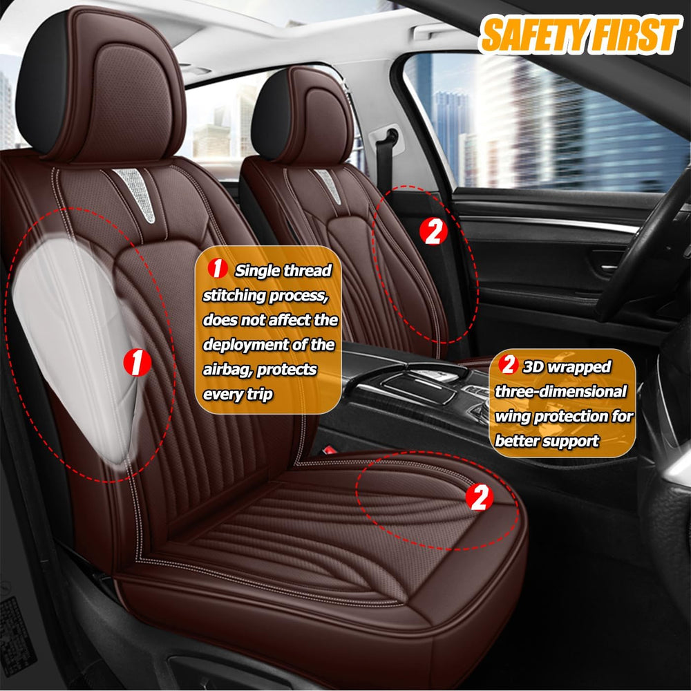 Car Seat Covers for 2 Seats - Nappa Leather 3D Foam Back Support, Super Breat...