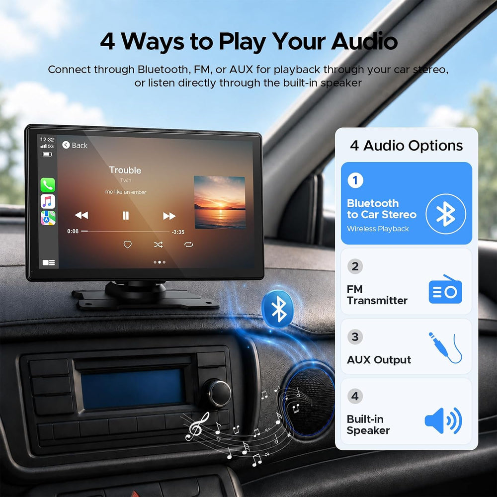 9" Wireless CarPlay Screen, 4K Front + 1080P Rear Dual Dash Cam