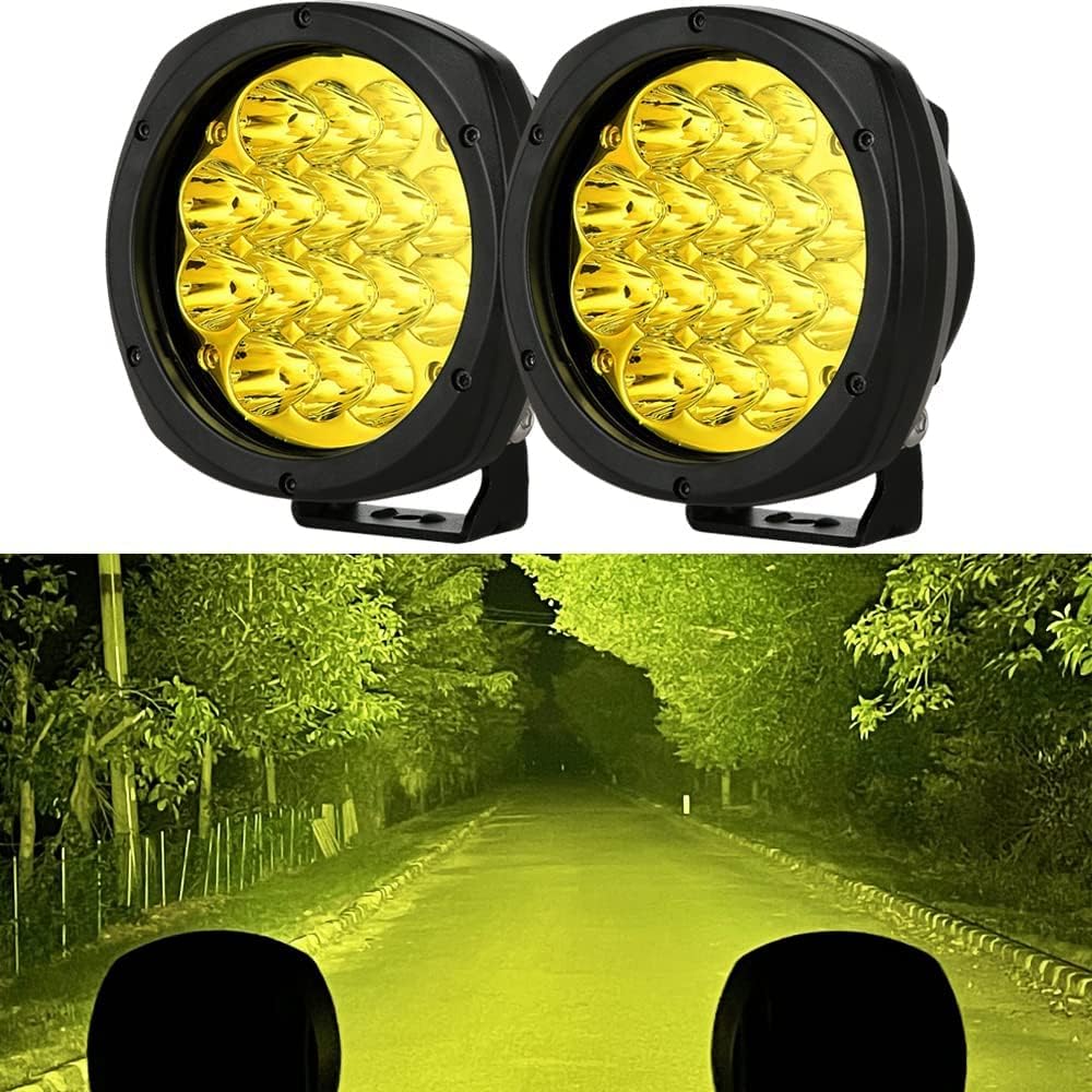BIGLION.X 5 Inch Pair 160W Amber Round LED Offroad Lights 18800LM Amber Yello...