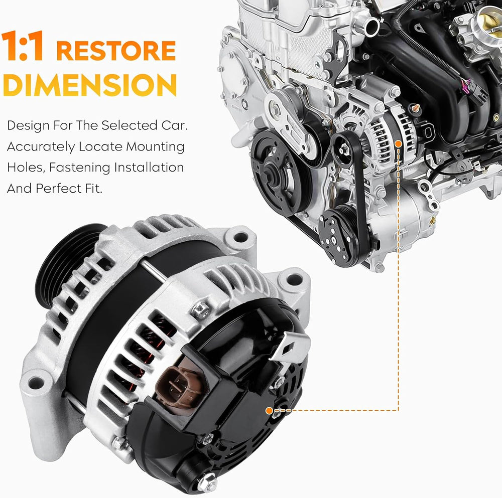 Alternator for 2.2L 2.4L Chevy Cobalt & HHR 2006-2007, Pontiac G5 2007, P...