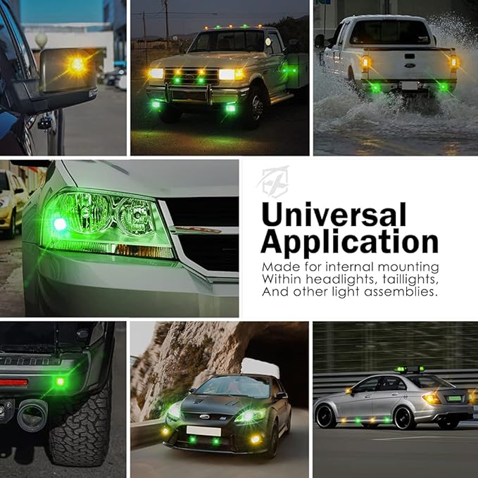 Xprite Amber Green LED Hideaway Strobe Lights Kit 20 Flashing Patterns (6 PCS)