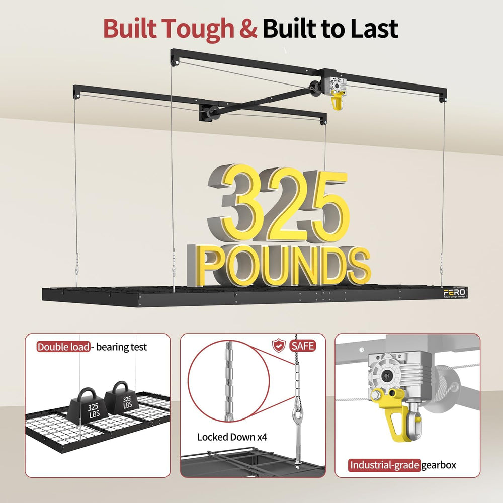 Garage Ceiling Storage Racks โ 4x8 FT Overhead Garage Storage Rack with Safet...