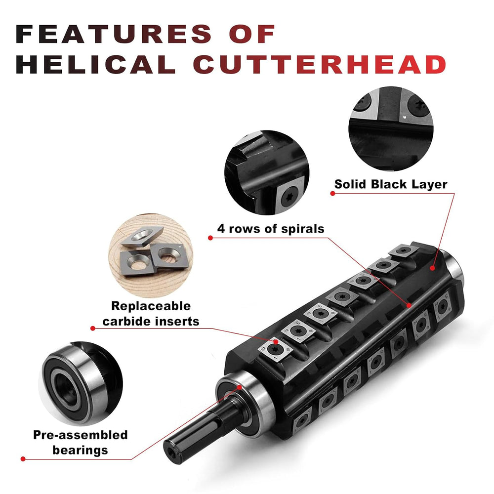 FindBuyTool 6-Inch Helical Cutterhead for Jet 6" Woodworking Tool, Spira...