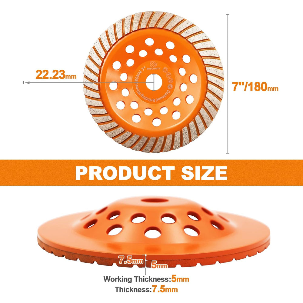 Concrete Diamond Turbo Grinding Cup Wheel,BRSCHNITT 7 inch Diamond Turbo Row ...