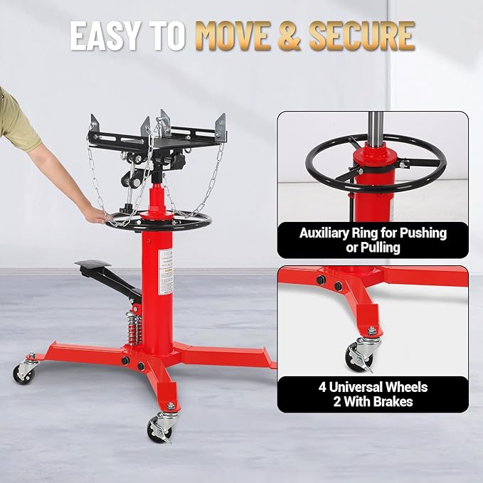 Dual Plunger Hydraulic Transmission Jack 1322lbs Capacity, 33.5"-69"...