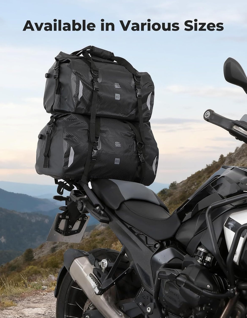 KEMIMOTO Waterproof Motorcycle Dry Bag – Duffle Tail Bag Soft Luggage, 25L/40...