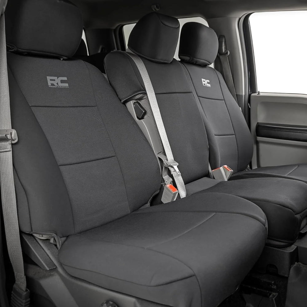 Rough Country Neoprene Front & Rear Seat Covers for Ford F-150, Lightning...