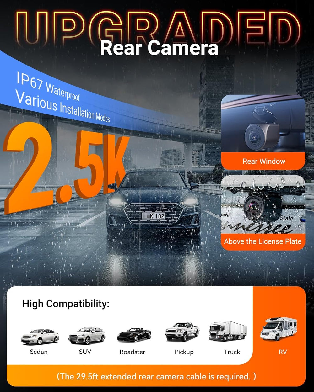 Vantrue N4S 3 Channel Dash Cam Front and Rear Inside