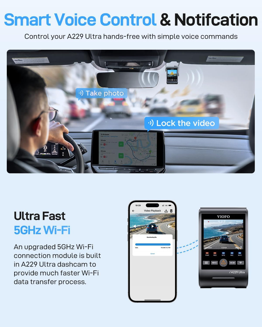 VIOFO A229 Ultra 2CH Dash Cam Front and Rear, Dual 4K Dashcam HDR with GPS
