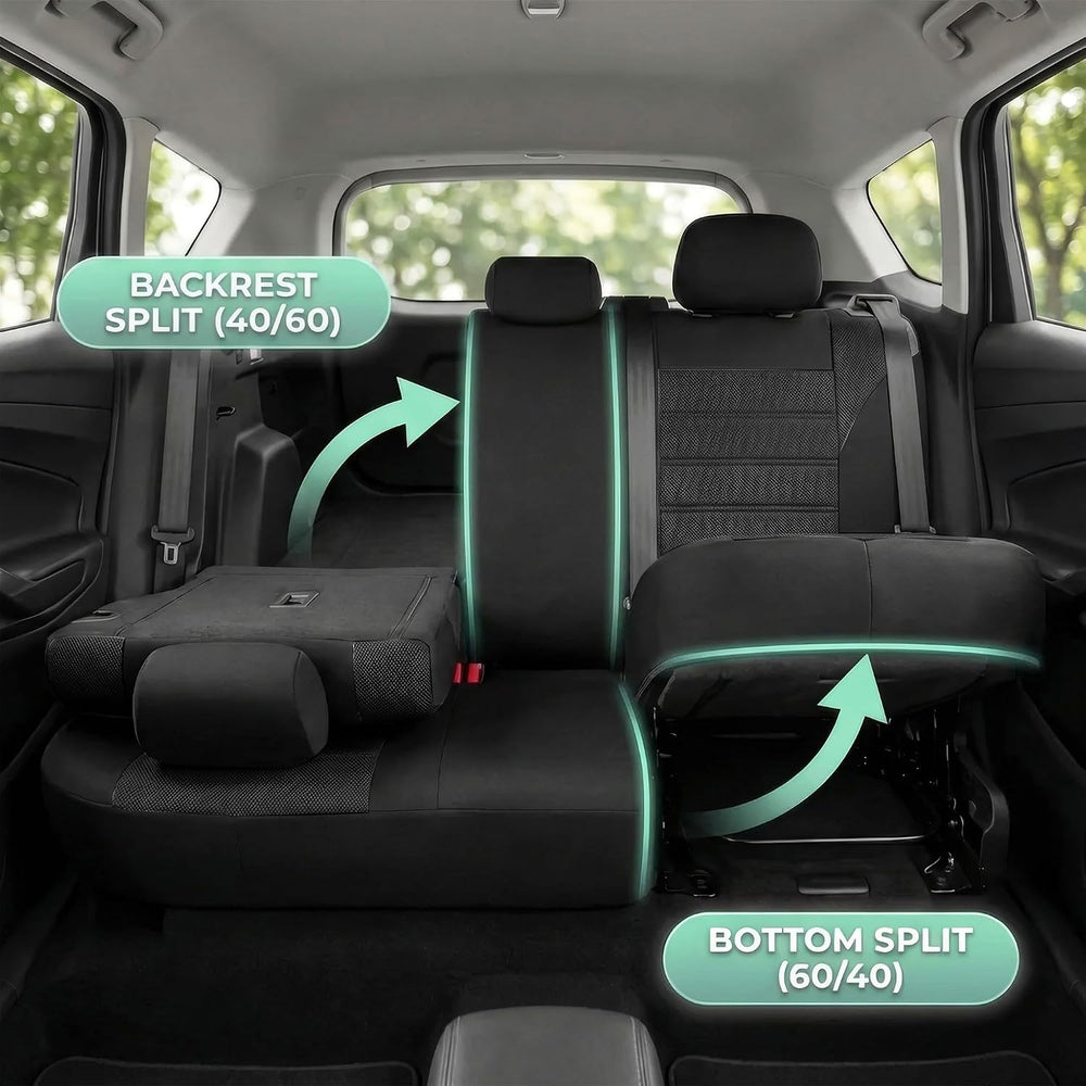 FH Group Automotive Car Seat Covers Full Set Premium 3D Air Mesh Front Seat C...