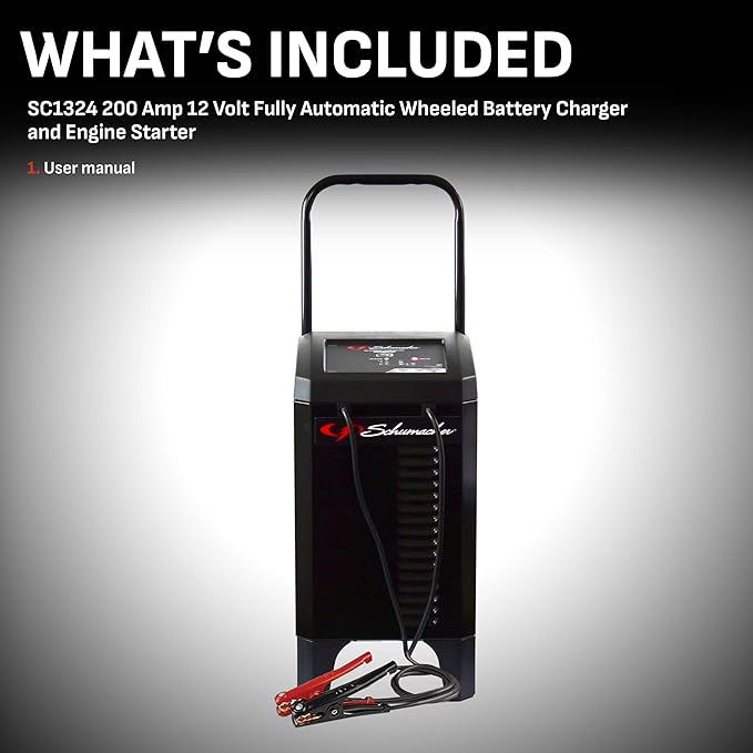Schumacher Electric 4-in-1 Wheeled Battery Charger, Maintainer, and Engine
