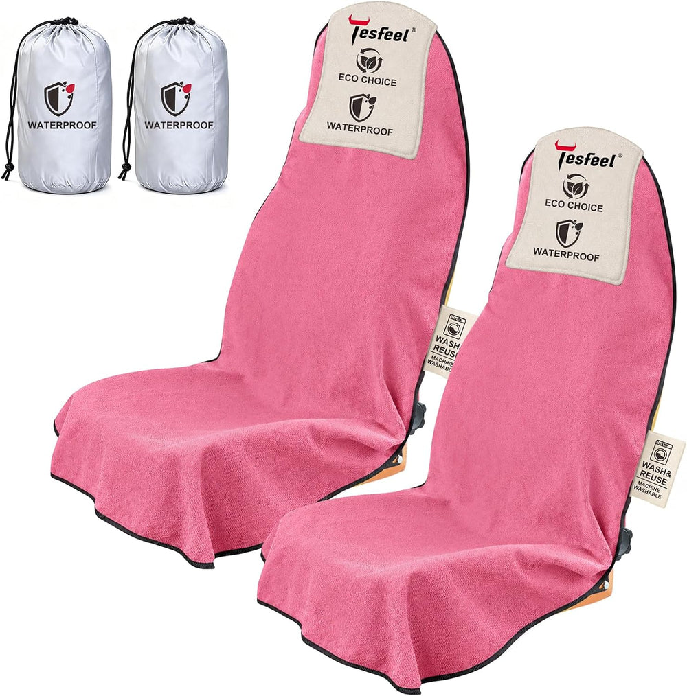 Car Seat Towel Cover, Rose Pink, Waterproof, 2 Pack