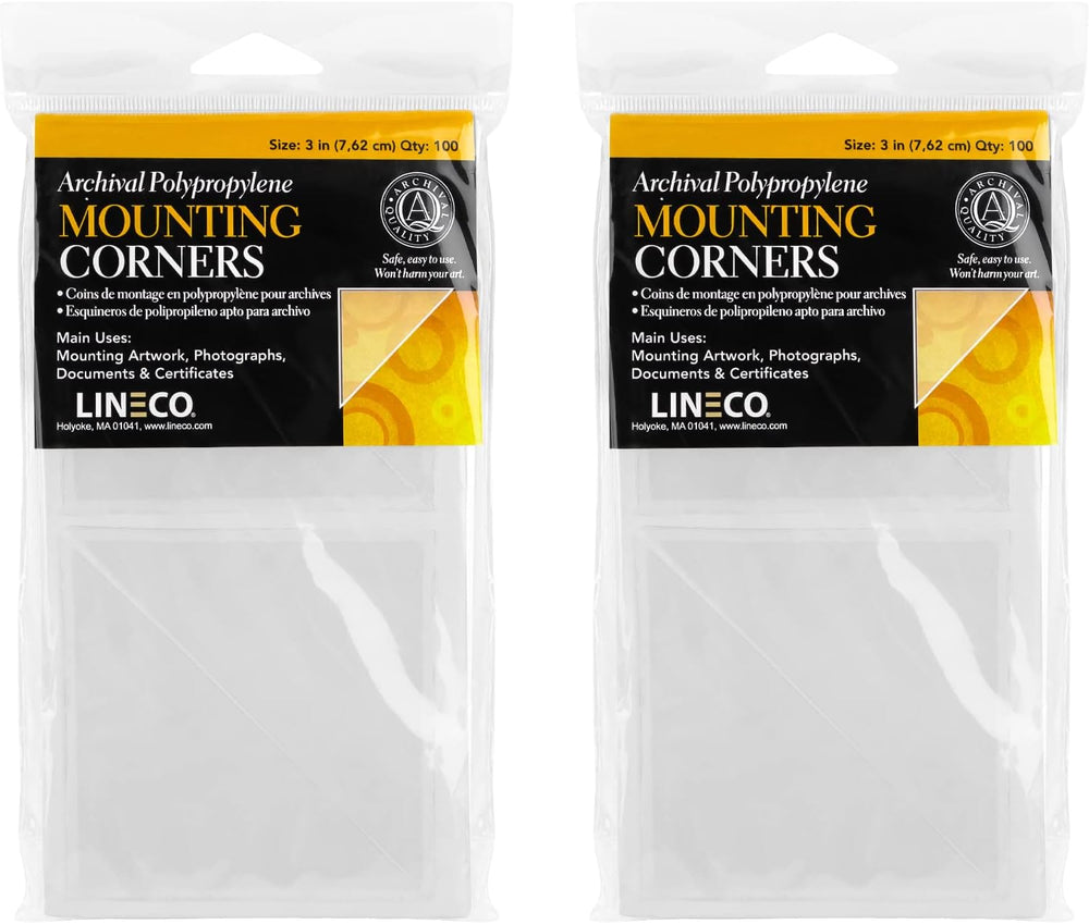 Lineco Self-Adhesive Polypropylene Mounting Corners, 3 Inch, 100 PCS
