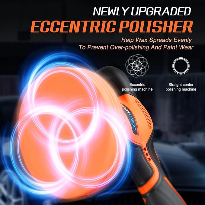Cordless Car Buffer Polisher w/ 2x2000mAh 21V Batteries, 6 Inch Car buffer