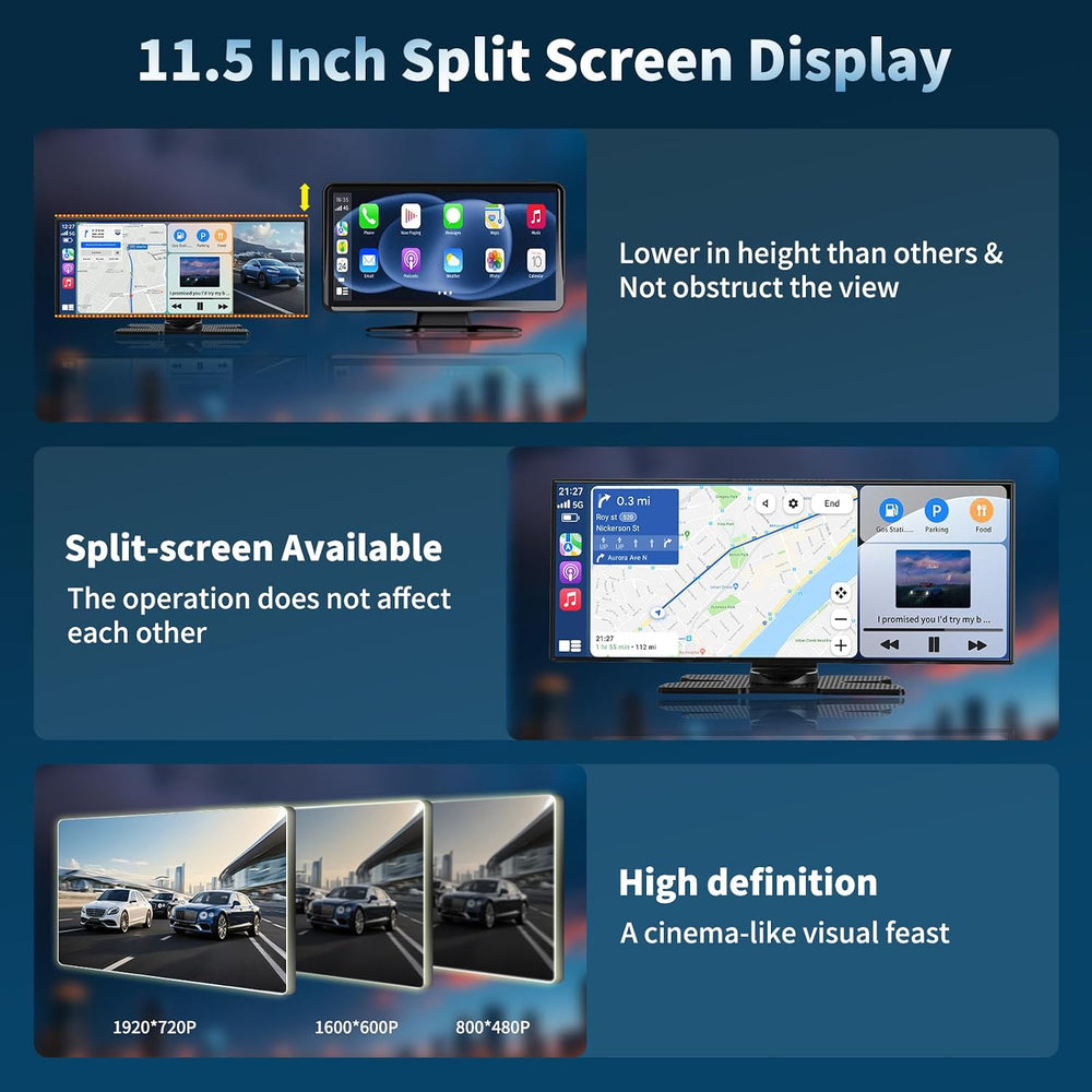 Wireless A-pple Carplay Screen for Car, Largest 11.5'' Carplay & ...