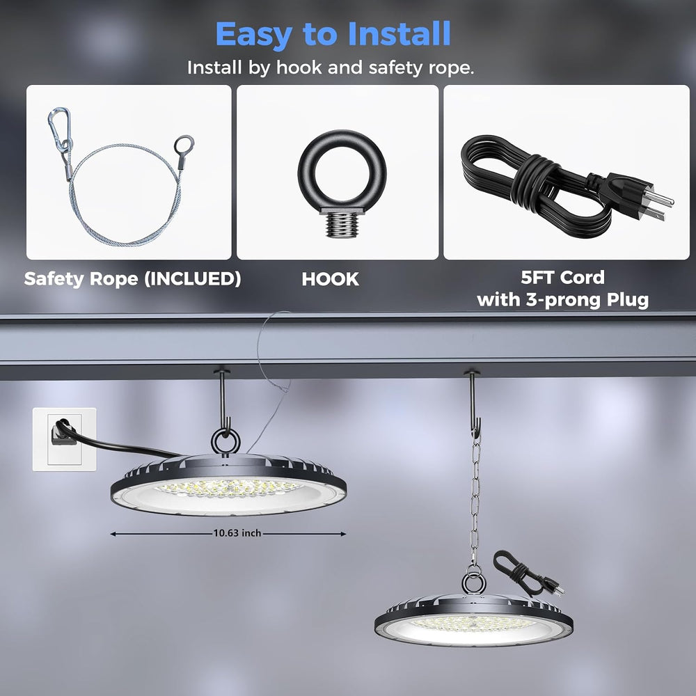 AIKVSXER 10 Pack LED Shop Lights, 300W 45000LM UFO LED High Bay Light