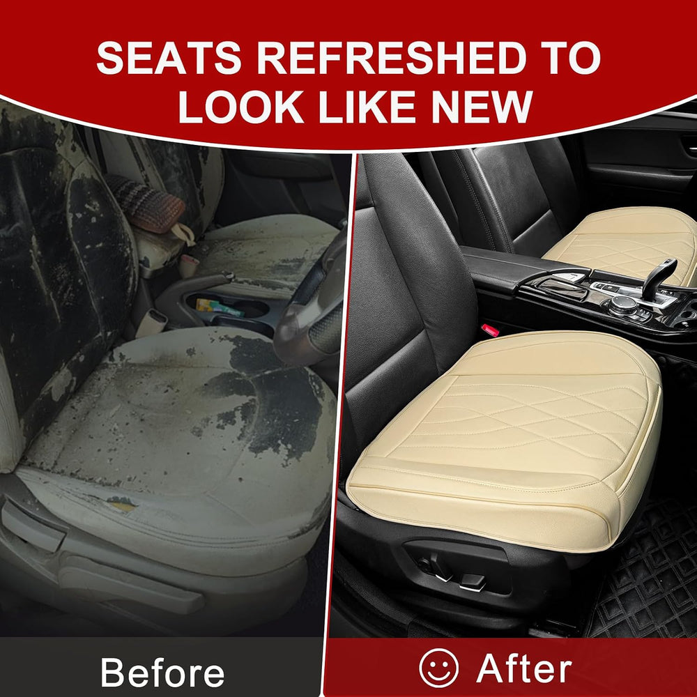 2Pack Leather Front Car Seat Covers, Luxury Bottom Covers, Beige