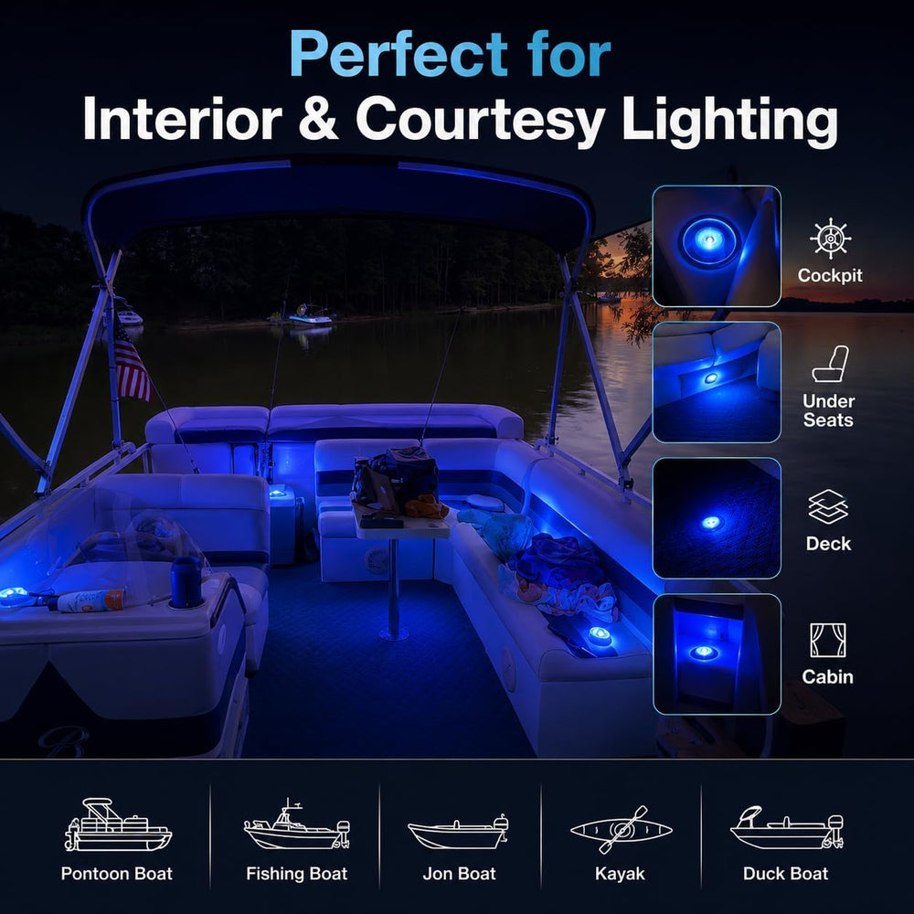 Seaponer Boat Lights Wireless Battery Operated, Waterproof Marine Led Light f...