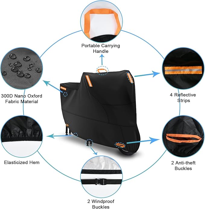 Waterproof Motorcycle Cover Outdoor, Motorbike Scooter Moped Rain Dust