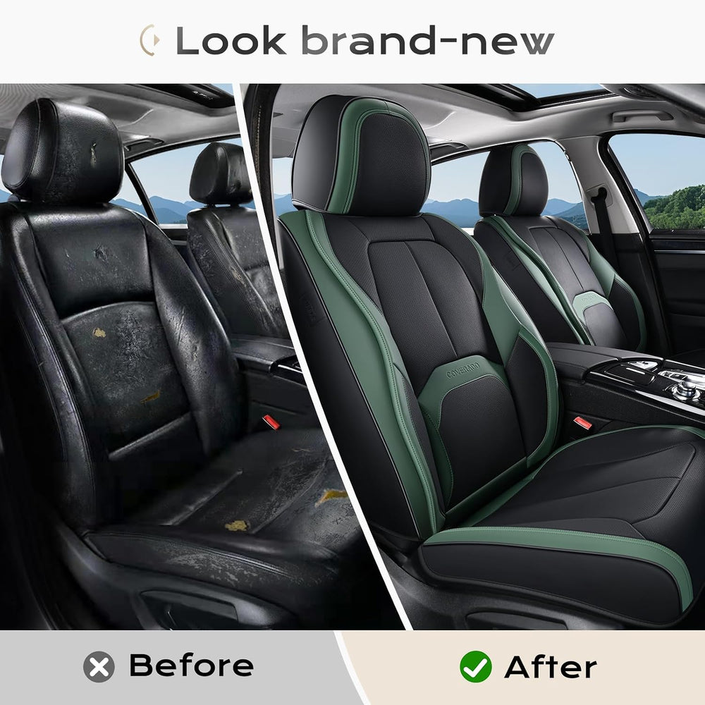 Coverado Automotive Seat Covers Front Seats, Leather Seat Covers 2 Pack, Blac...