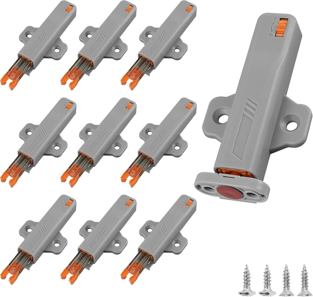 10 Pack Gray Non-Magnetic Push to Open Door Latch for Cabinet