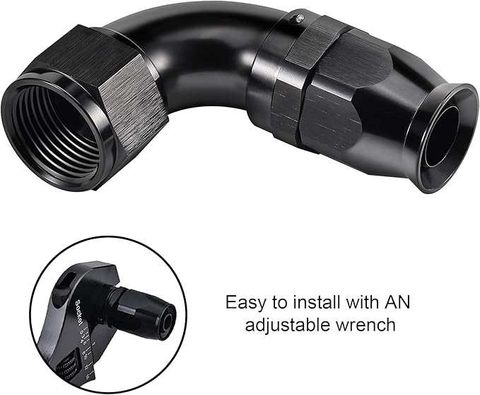 EVIL ENERGY 12AN 90 Degree PTFE One Piece Full Flow End Hose Fitting Aluminum