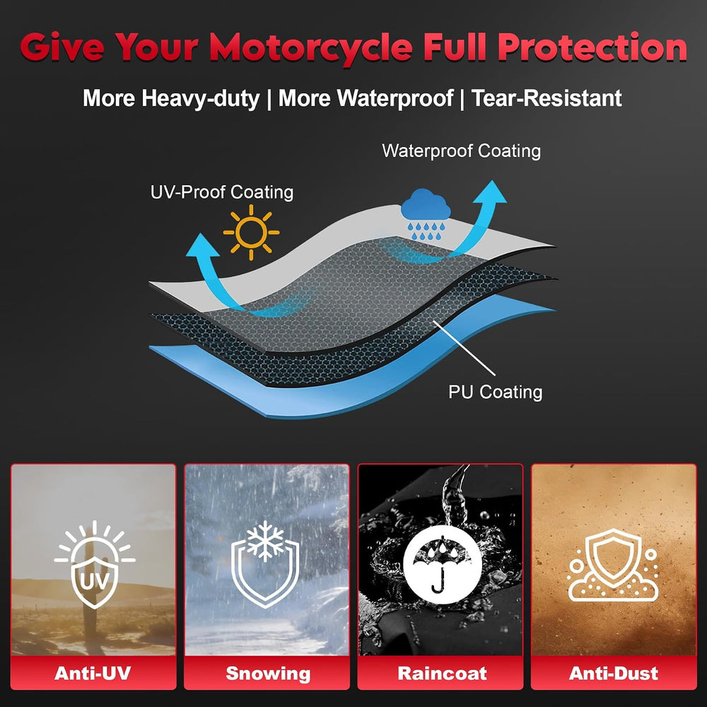 Comnova Motorcycle Cover 96 Inch - 600D Outdoor Motorbike Cover Waterproof wi...