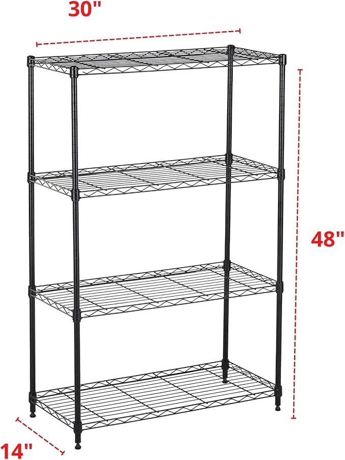 Displays By Jack 4 Tier Wire Shelving Unit Storage Rack, Metal Heavy Duty