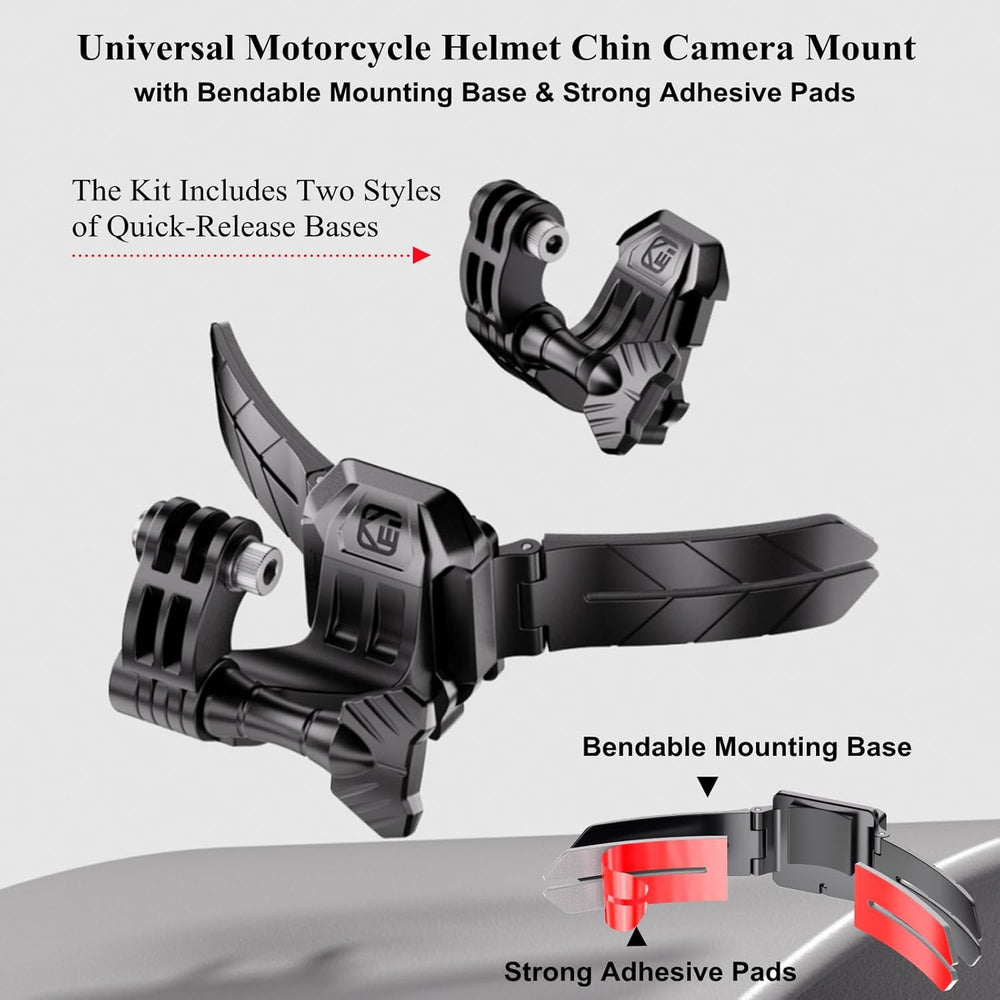 Kewig Universal Motorcycle Helmet Chin Camera Mount, Quick-Release Design