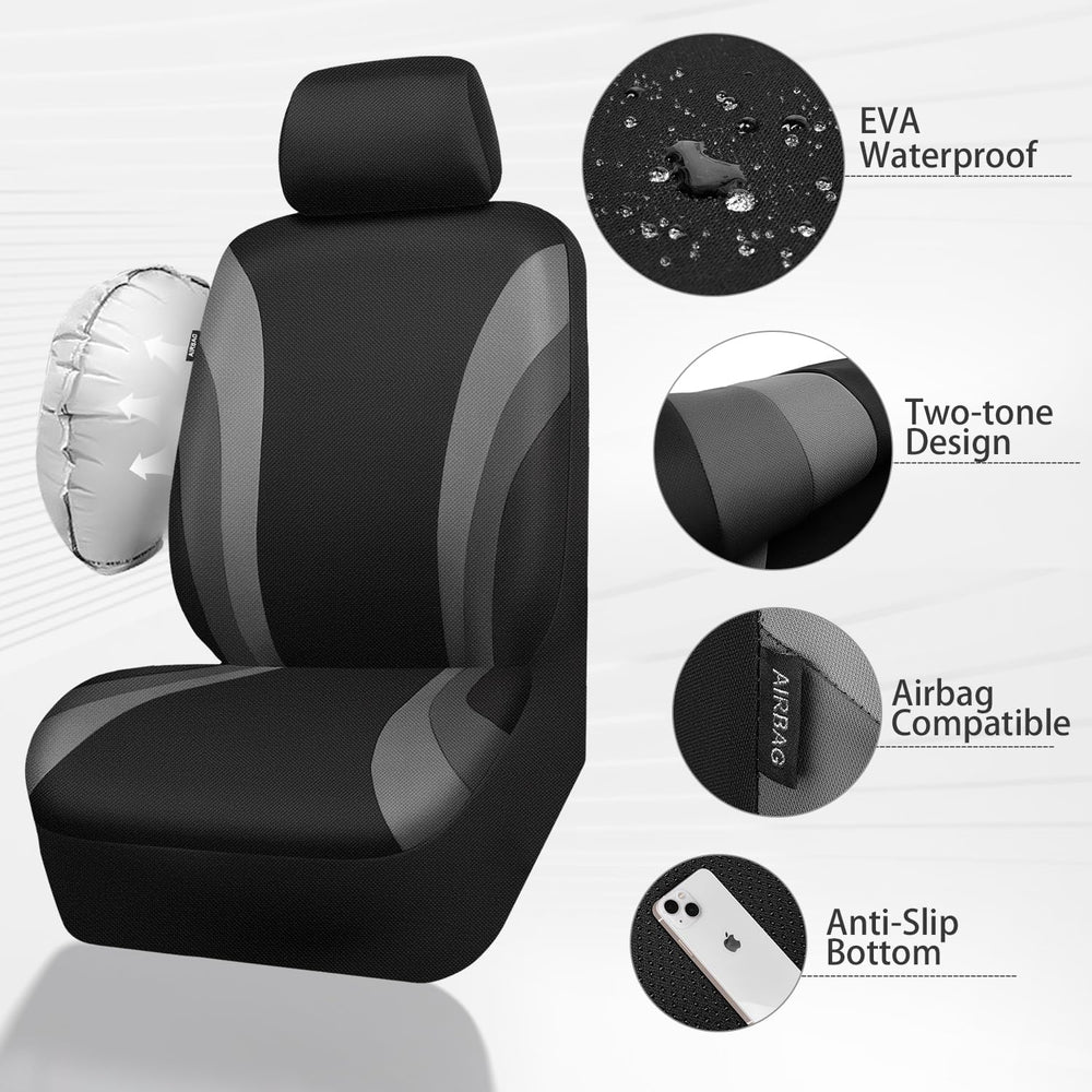 CAR PASS EVA Waterproof Car Seat Covers Front Seats,Gray Two Front Seat Cover...