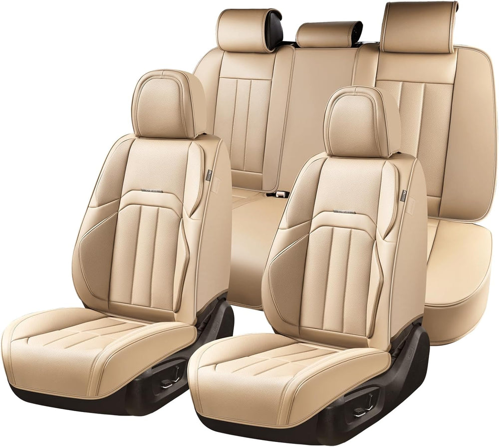 Coverado Nappa Leather Car Seat Covers Front Set, Luxury Waterproof Seat Prot...