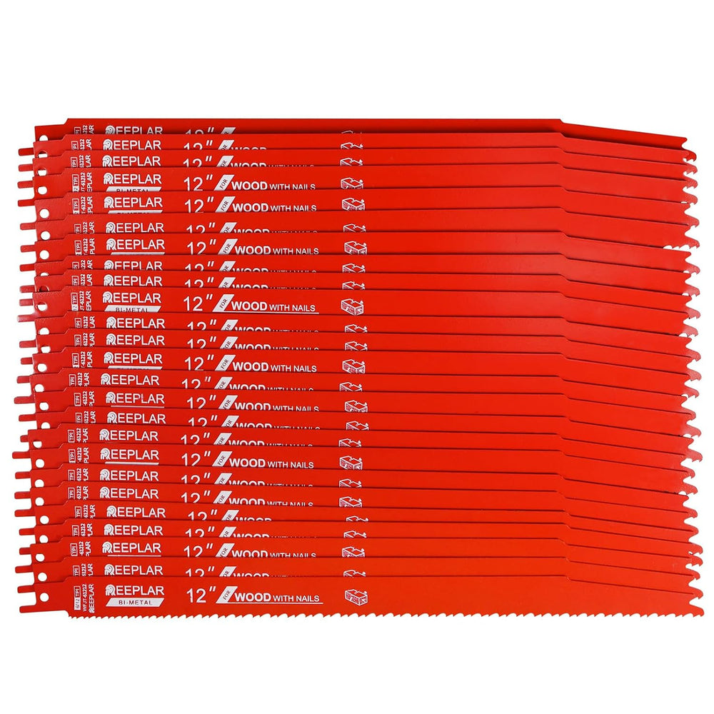 25 Pack 12 Inch 6/12 TPI Reciprocating Saw Blades for Nail-Embedded Wood