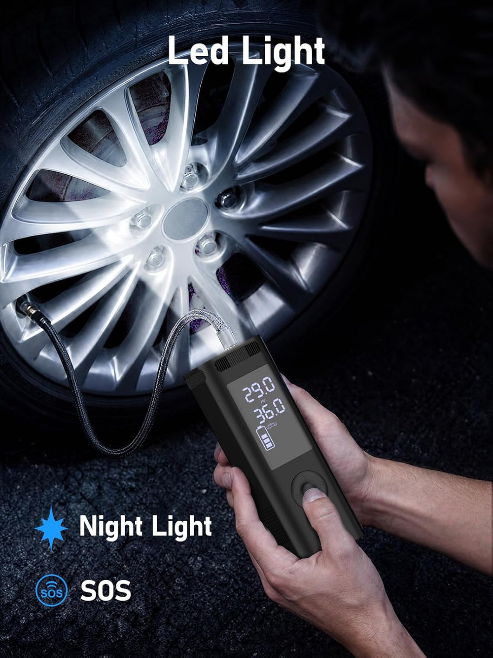 Tire Inflator Portable Air Compressor, 150PSI Cordless Air Pump
