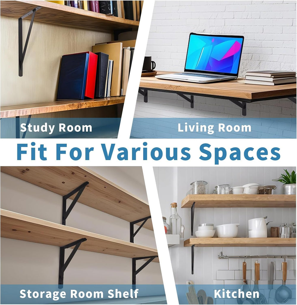 8 Pack 18 Inch Heavy Duty Metal Shelf Brackets (457x295mm) - 90 Degree Wall M...