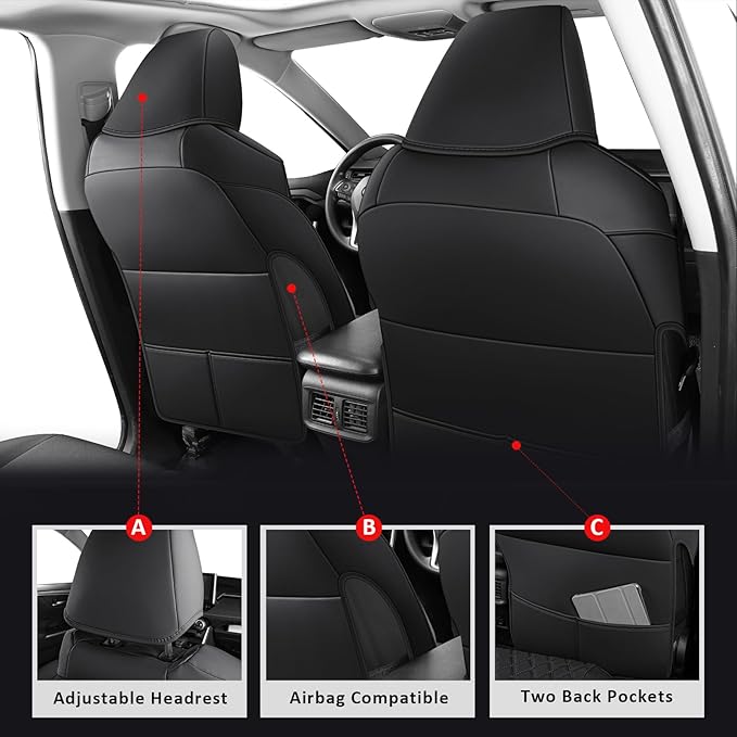 MIROZO Seat Covers for rav4, Waterproof Car Seat Covers Faux Leather Seat Cover