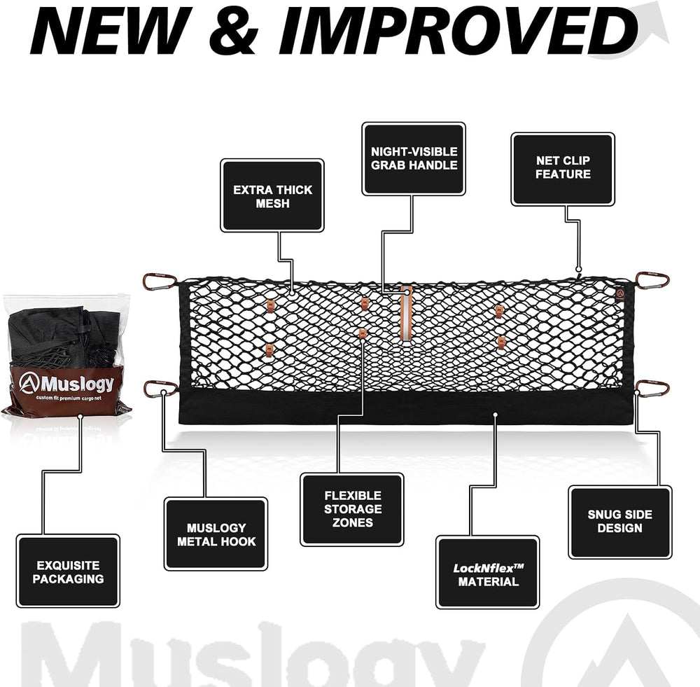 Muslogy Cargo Net for 2015+ Ford F150 & 2017+ F250/F350/F450 (Tie Down)
